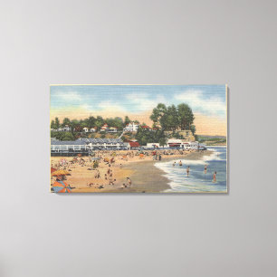 Swimmers & Sunbathers on the Beach Canvas Print