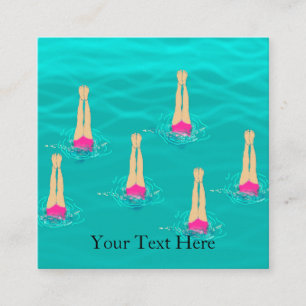 Swimmers Synchro Swimming Under Water Personalised Square Business Card