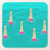 Swimmers Synchro Swimming Under Water