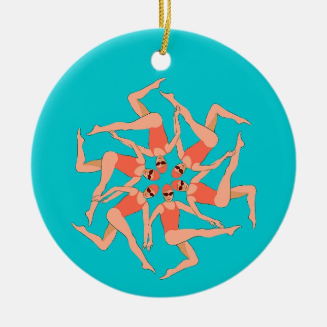 Swimmers - Synchronised Swimming Choreography  Ceramic Tree Decoration (Front)