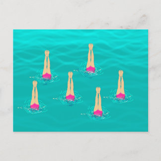 Swimmers Synchronised Swimming Under Water Postcard