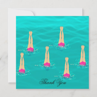 Swimmers Synchronised Swimming Under Water Thank You Card