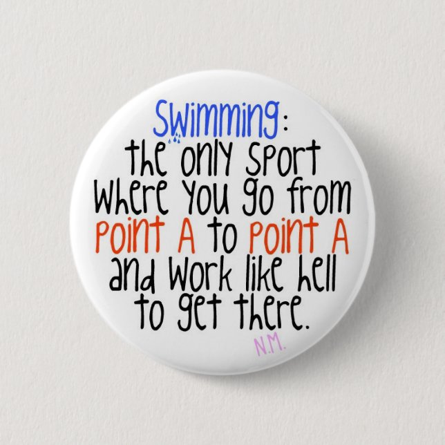 Swimming 6 Cm Round Badge (Front)