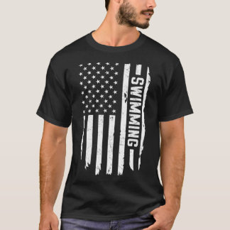 Swimming American Flag USA duathlete cross country T-Shirt