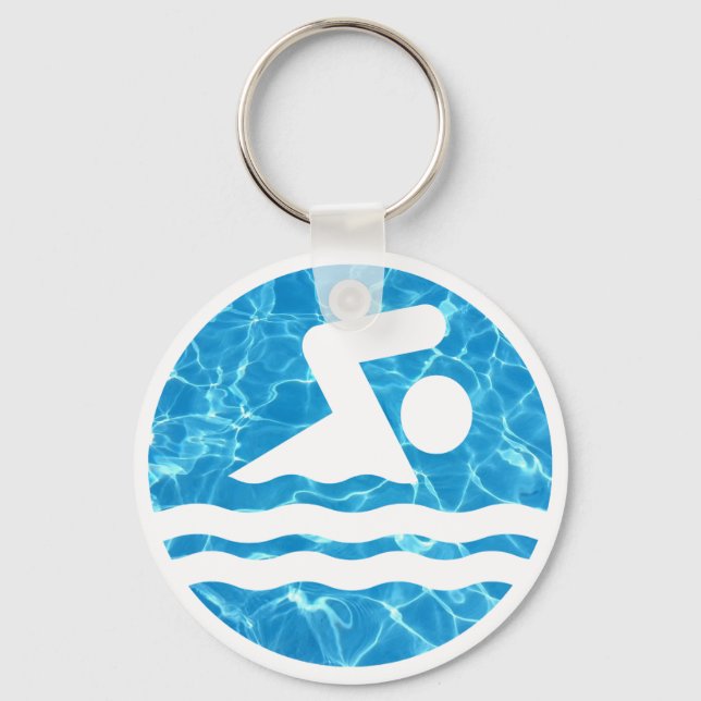 Swimming and Diving Pool Water Swim Icon Swimmer's Key Ring (Front)