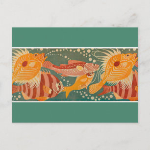 Swimming Art Nouveau Fish Postcard