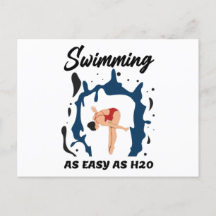 Swimming as Easy as H2O - Funny Swim Design Postcard