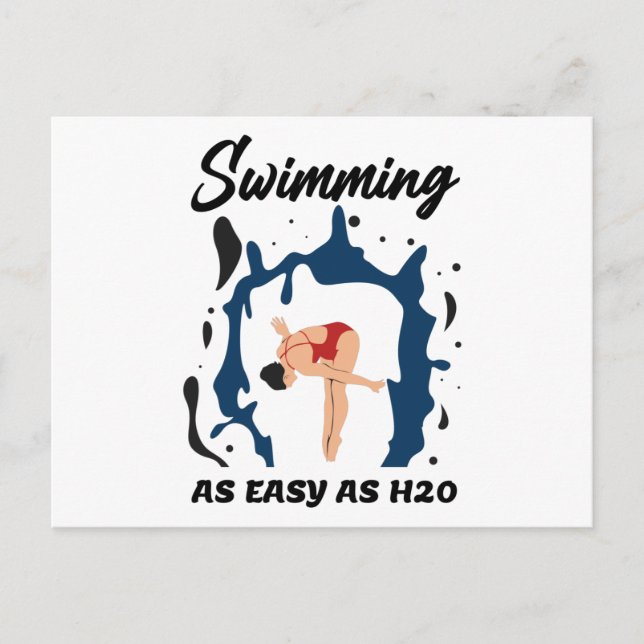 Swimming as Easy as H2O - Funny Swim Design Postcard (Front)