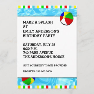 swimming birthday party invitations