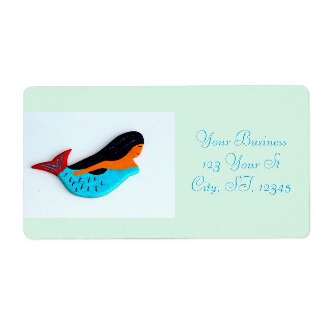swimming blue mermaid shipping labels (Front)