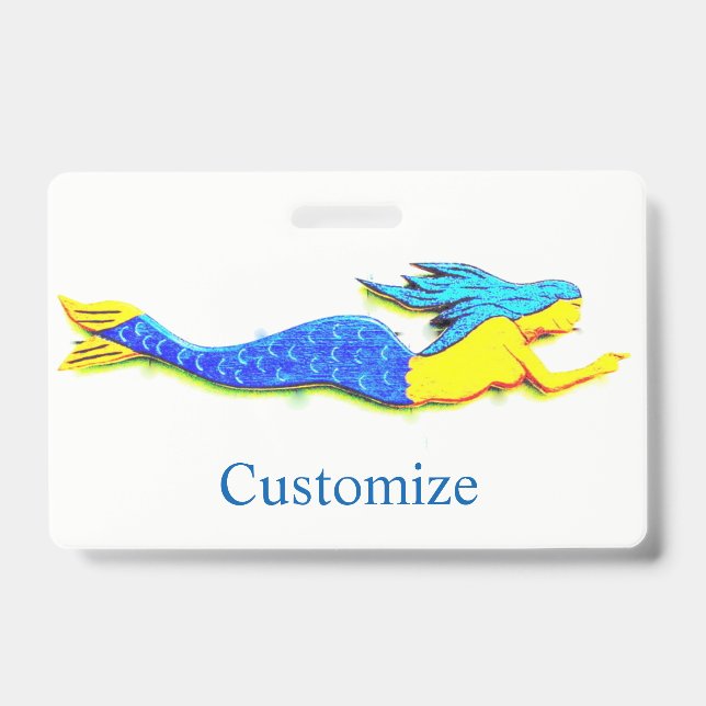 Swimming blue mermaid Thunder_Cove ID Badge (Front)