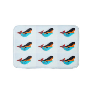 swimming blue mermaids pattern bath mat