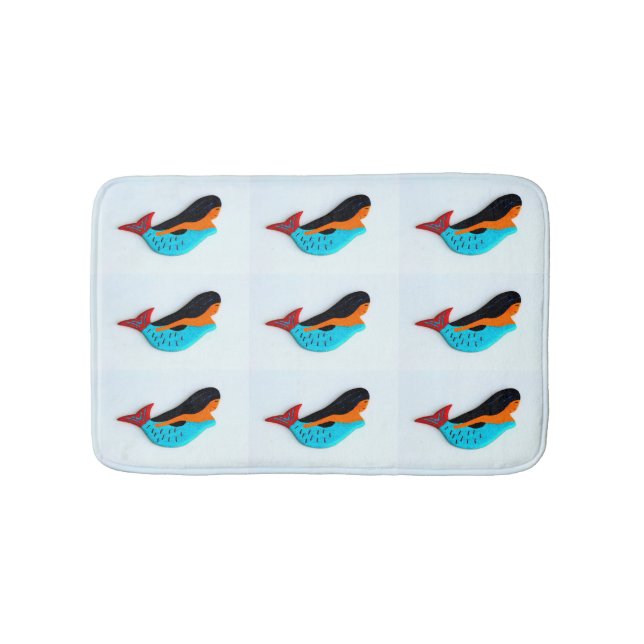 swimming blue mermaids  pattern bath mat (Front)