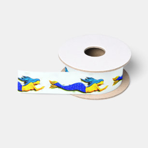 swimming blue-tail mermaid satin ribbon