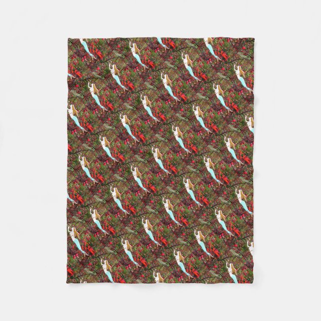 swimming blue-tail mermaids fleece blanket (Front)