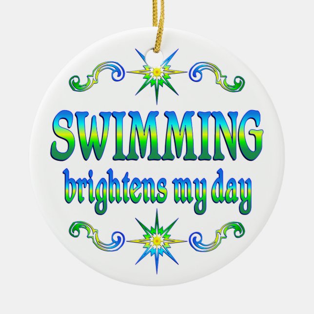 Swimming Brightens Ceramic Tree Decoration (Front)