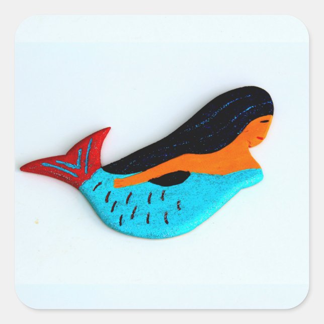 swimming brunette mermaid sticker (Front)