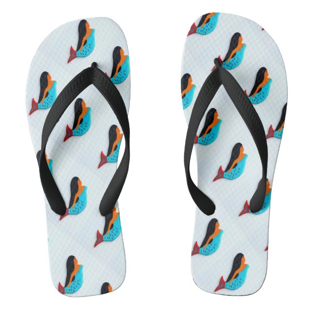 swimming brunette mermaids flip flops (Footbed)