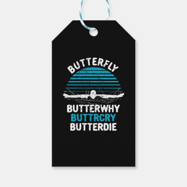 Swimming - Butterfly Butterwhy Gift Tags (Front)