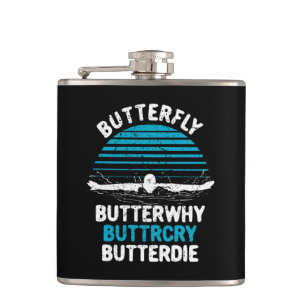 Swimming - Butterfly Butterwhy Hip Flask