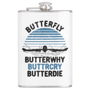 Swimming - Butterfly Butterwhy Swimming Gift Hip Flask