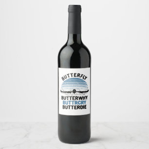 Swimming - Butterfly Butterwhy Swimming Gift Wine Label