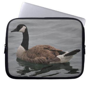 Swimming Canada Goose Wildlife Art Scene Laptop Sleeve