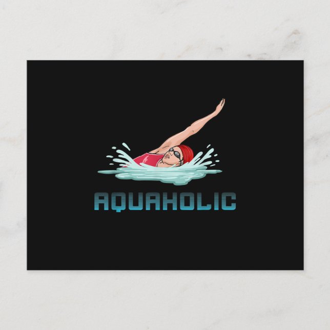 Swimming Cap Goggles Swim Love Funny Swimmer Girl Announcement Postcard (Front)