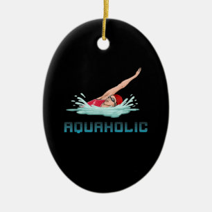 Swimming Cap Goggles Swim Love Funny Swimmer Girl Ceramic Tree Decoration