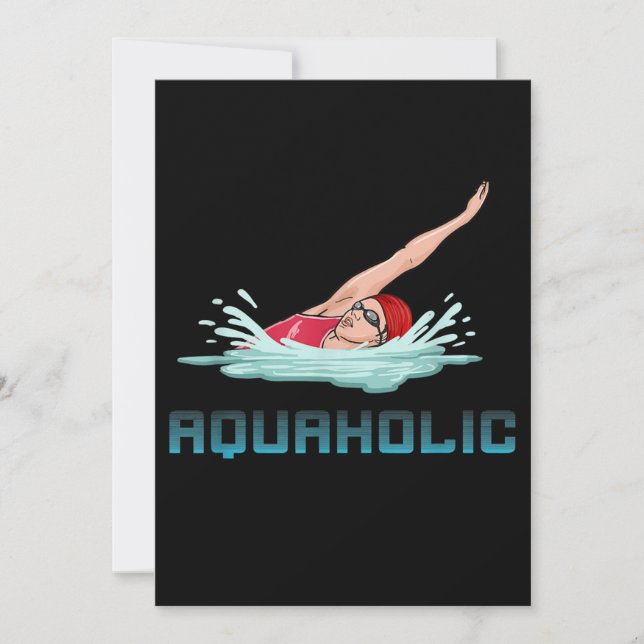 Swimming Cap Goggles Swim Love Funny Swimmer Girl Holiday Card (Front)