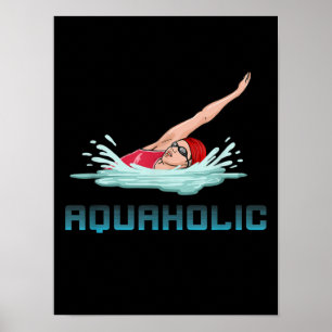 Swimming Cap Goggles Swim Love Funny Swimmer Girl Poster