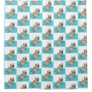 Swimming Capybara Curtain Funny Animal Bathroom