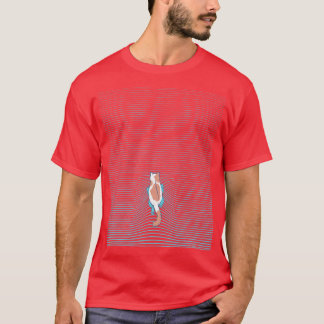 Swimming Cat Summer Blue Lines by Tobe Fonseca T-Shirt