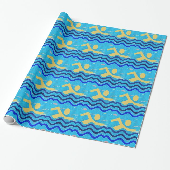 SWIMMING CHAMPION  : COOL MINDS IN HOT TIMES WRAPPING PAPER (Unrolled)
