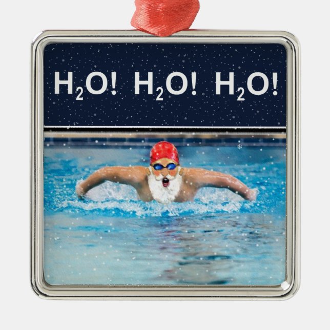 Swimming Christmas Collectible Metal Tree Decoration (Front)