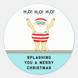 Swimming Christmas Holiday Classic Round Sticker