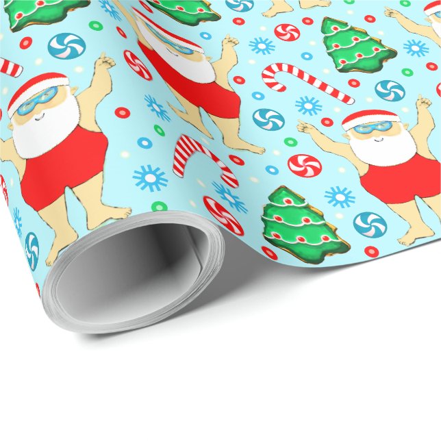Swimming Christmas Holiday Gift Wrapping Paper (Roll Corner)