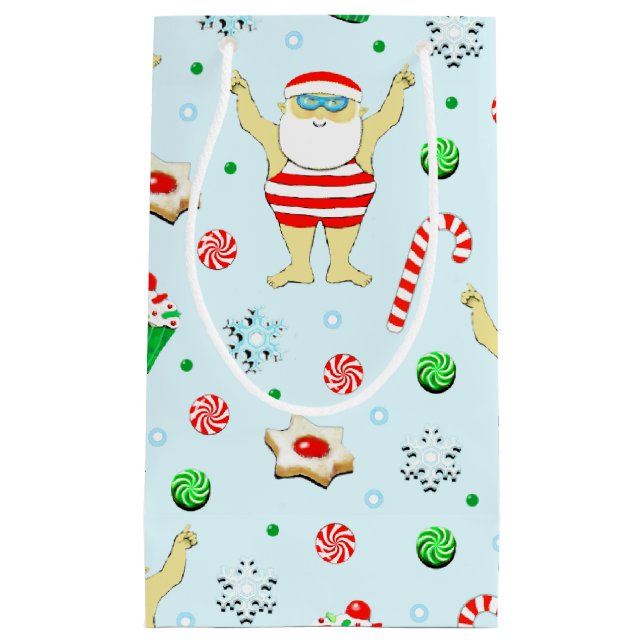 Swimming Christmas Holiday Small Gift Bag (Front)