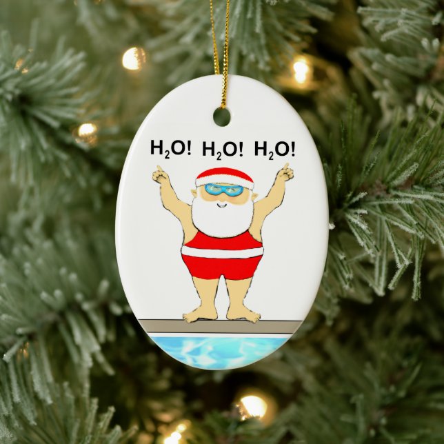 Swimming Christmas Keepsake Ceramic Tree Decoration (Tree)