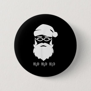 Swimming Christmas Santa Claus H20 Swimmer Xmas 6 Cm Round Badge