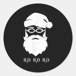 Swimming Christmas Santa Claus H20 Swimmer Xmas Classic Round Sticker