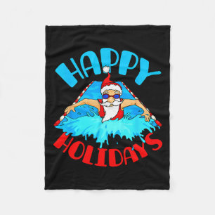 Swimming Christmas Santa  Fleece Blanket
