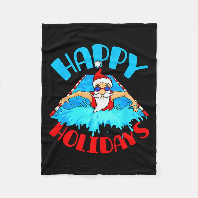 Swimming Christmas Santa  Fleece Blanket (Front)