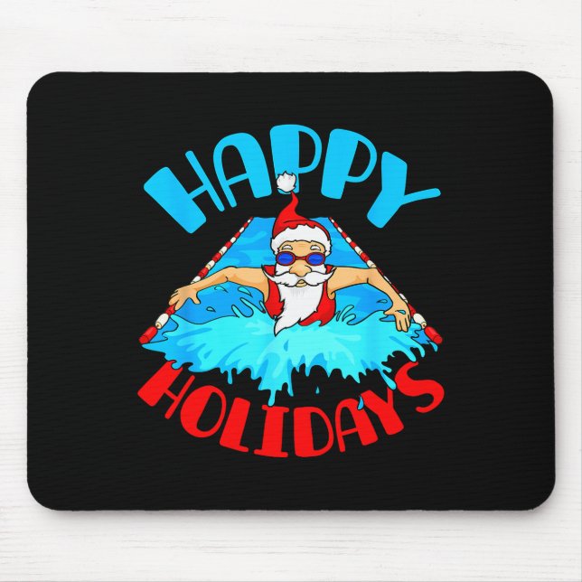 Swimming Christmas Santa  Mouse Mat (Front)
