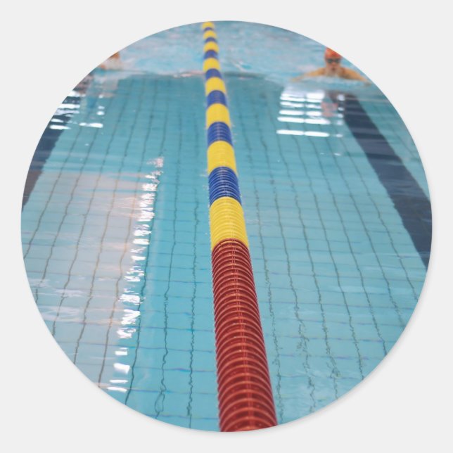 swimming classic round sticker (Front)