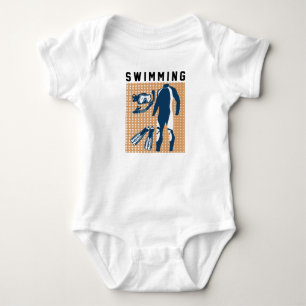 Swimming Clothes and Goggles Baby Bodysuit