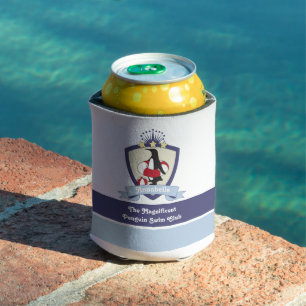 Swimming Club Crest Cute Penguin Kids Name Can Cooler