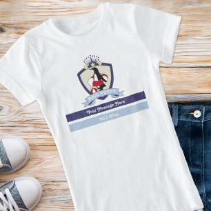 Swimming Club Crest Cute Penguin Kids Pool Party T-Shirt