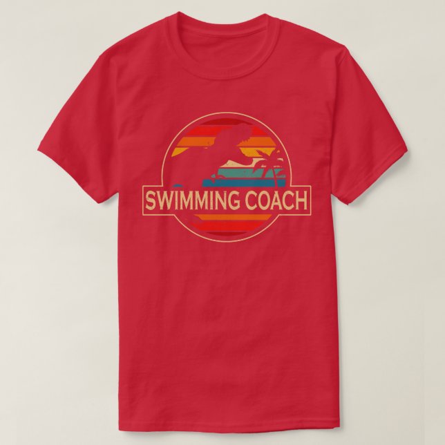 Swimming Coach Dinosaur T-Shirt (Design Front)