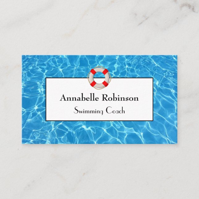 Swimming Coach Pool Lifesaver Business Card (Front)